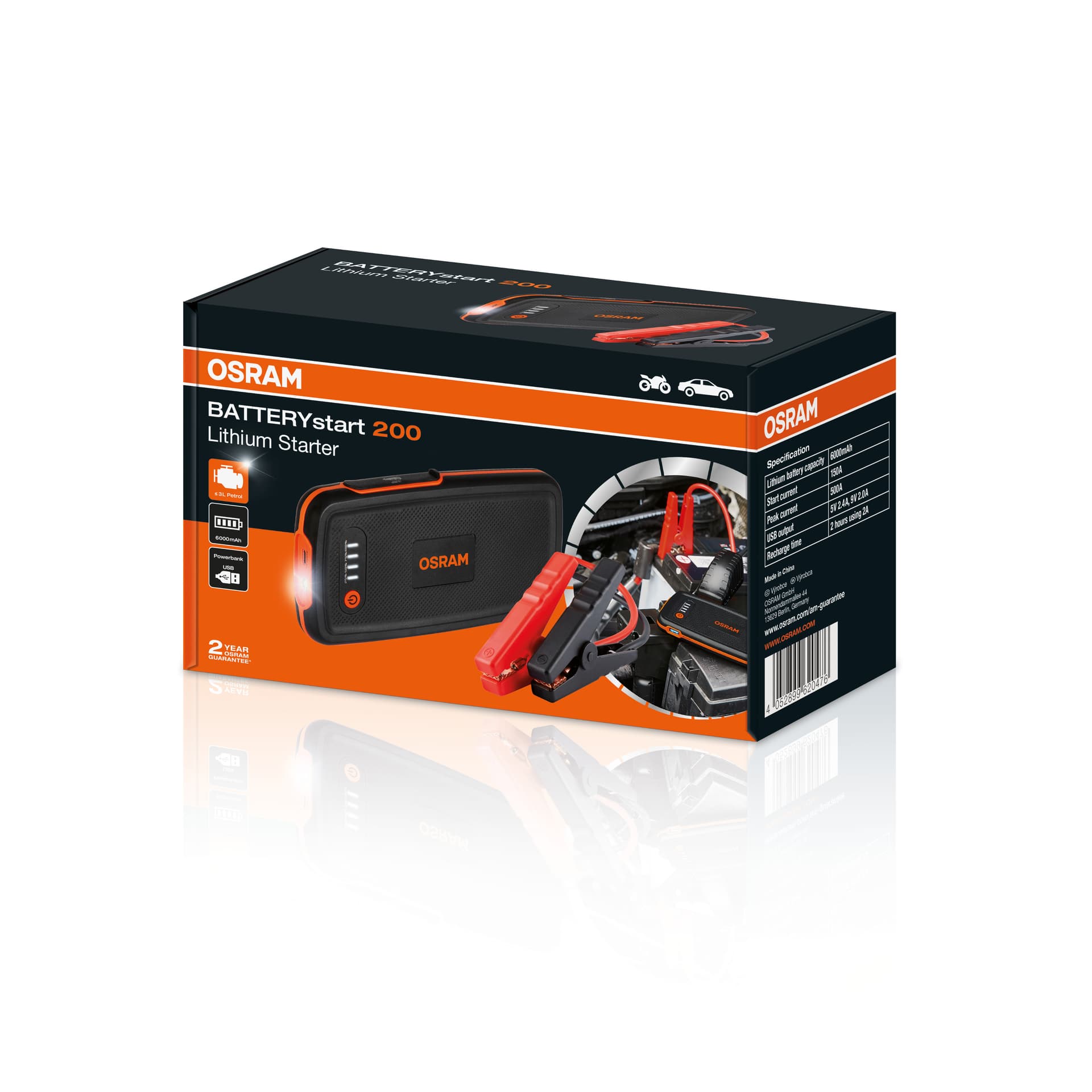 BATTERYstart 200 Lithium-Starthilfegerät mit Powerbank-Funktion 1 St. OSRAM
