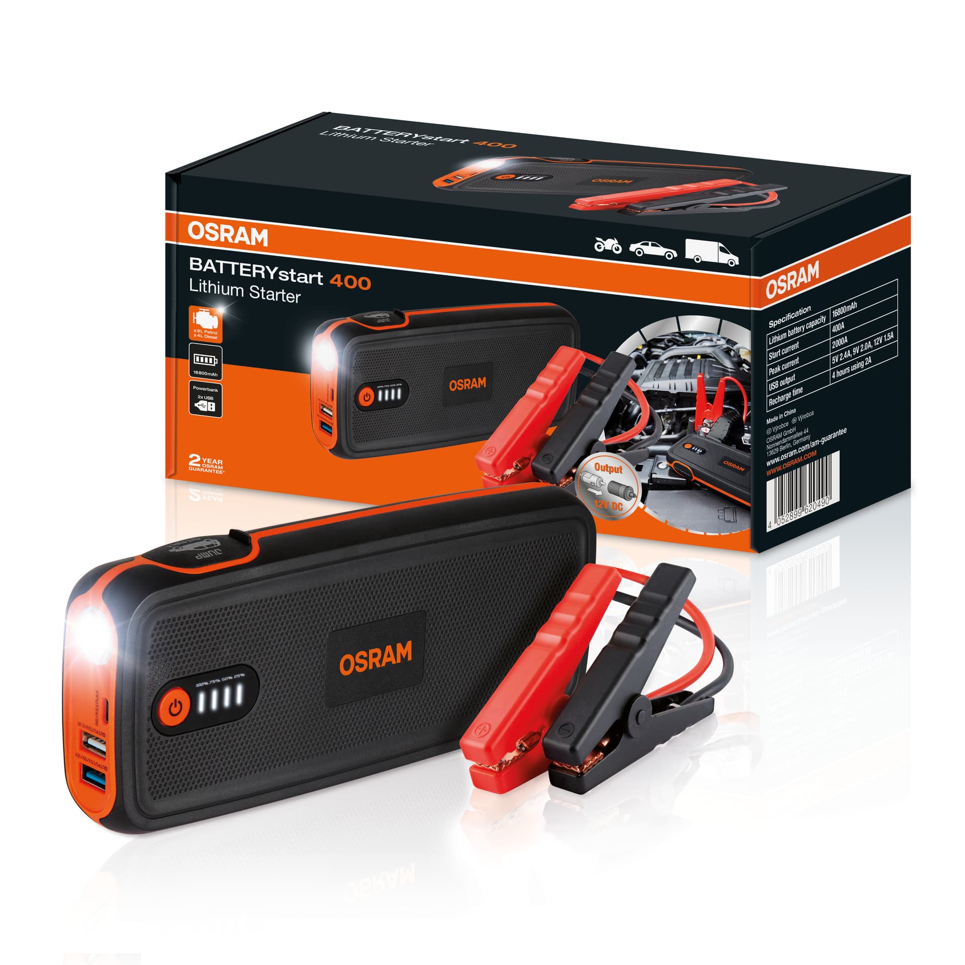 BATTERYstart 400 Lithium-Starthilfegerät mit Powerbank-Funktion 1 St. OSRAM