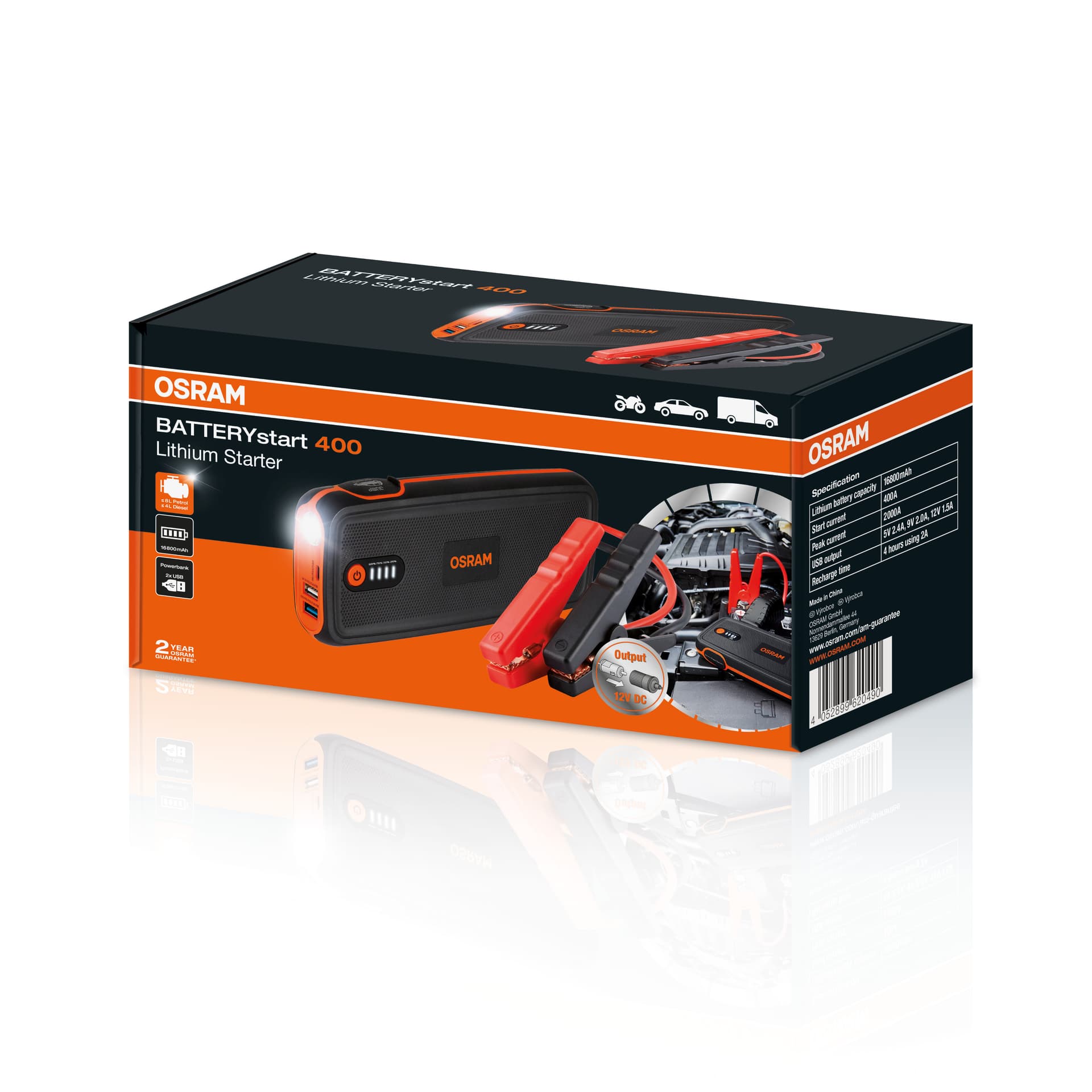 BATTERYstart 400 Lithium-Starthilfegerät mit Powerbank-Funktion 1 St. OSRAM