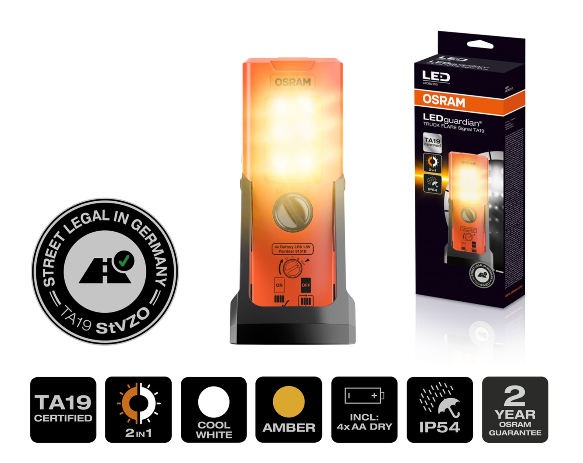 LEDGuardian® Truck Flare Signal TA19 Warn-, Notleuchte/Taschenlampe 1 St. OSRAM