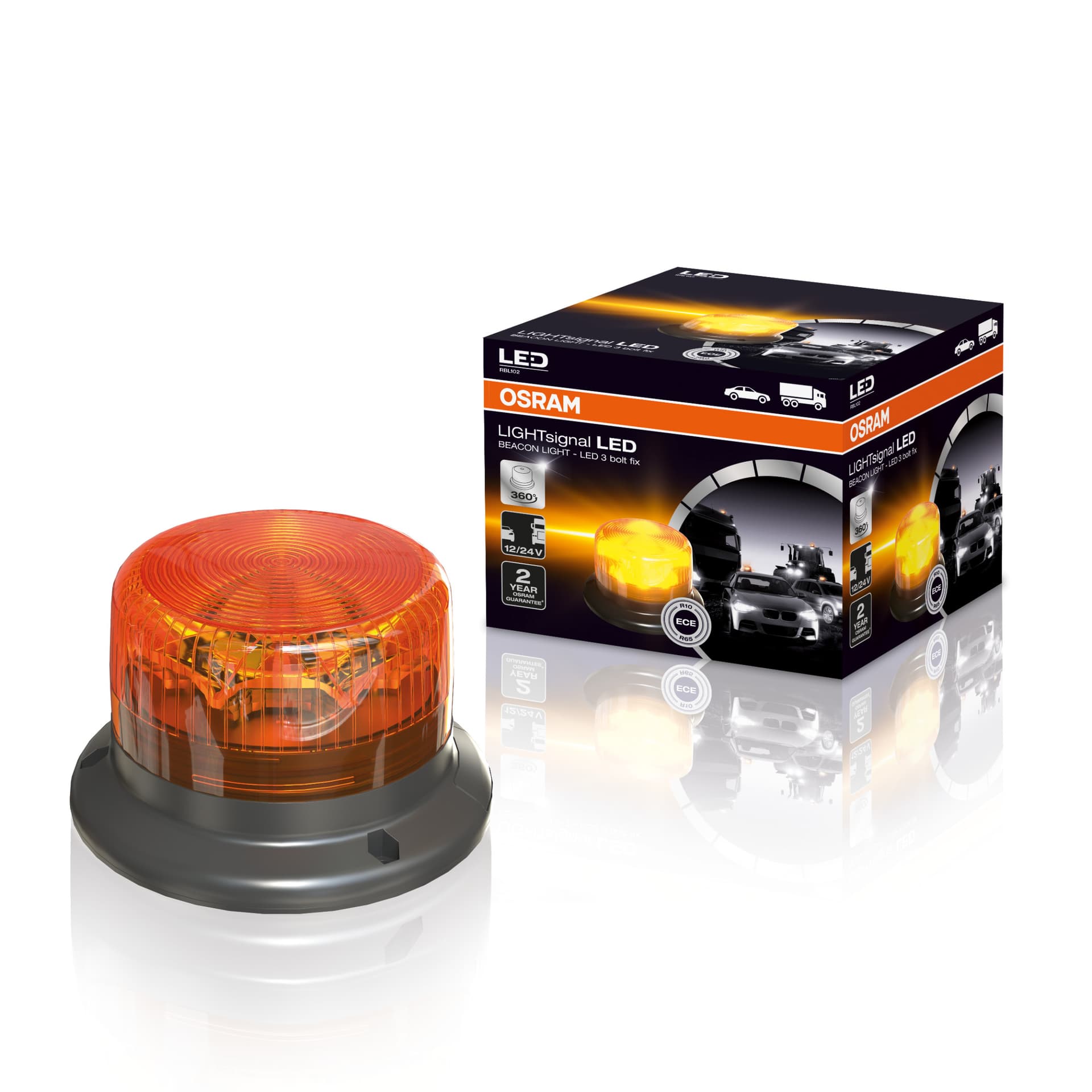 LIGHTsignal LED BEACON LIGHT 360° Rundumkennleuchte Warnlicht 12&24V 1 St. OSRAM