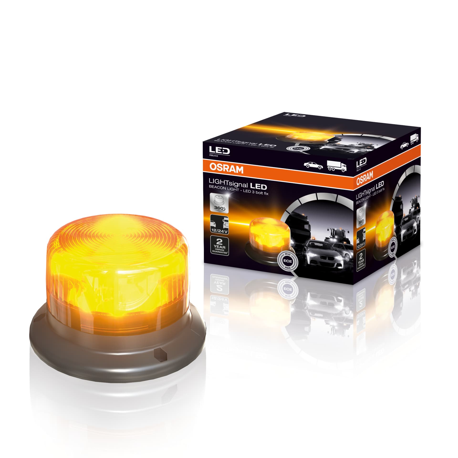 LIGHTsignal LED BEACON LIGHT 360° Rundumkennleuchte Warnlicht 12&24V 1 St. OSRAM