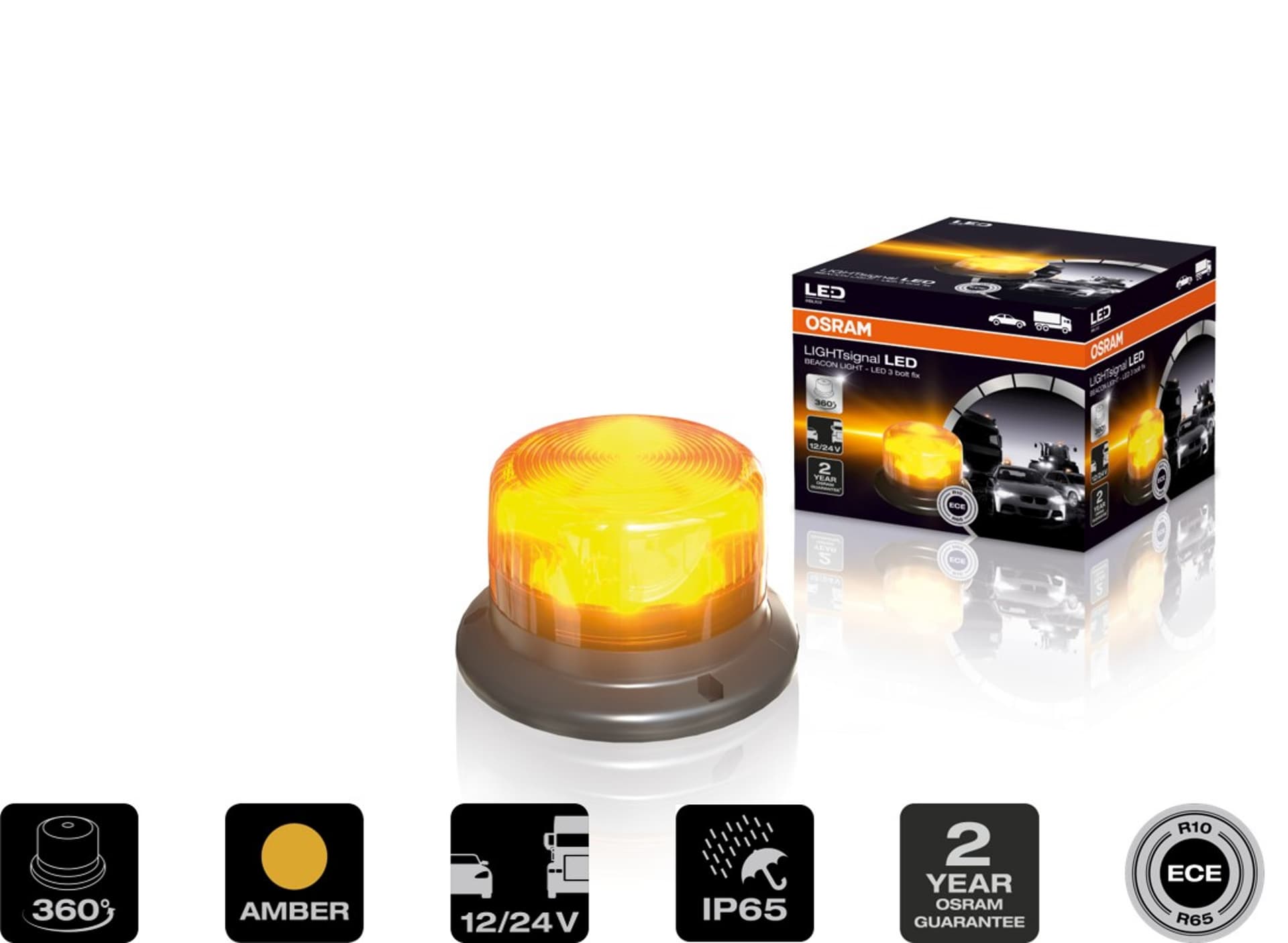 LIGHTsignal LED BEACON LIGHT 360° Rundumkennleuchte Warnlicht 12&24V 1 St. OSRAM