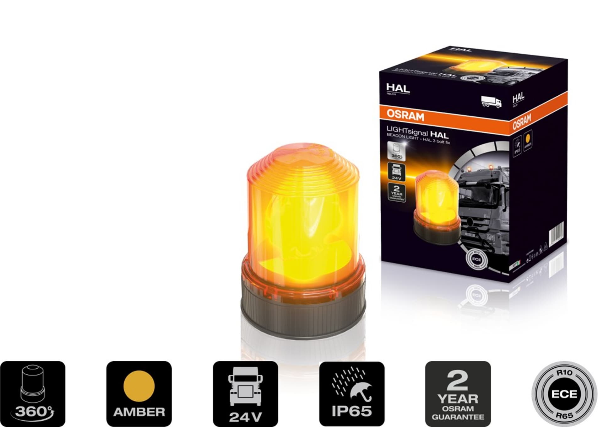 LIGHTsignal HAL BEACON LIGHT 360° Rundumkennleuchte Warnlicht 24V 1 St. OSRAM