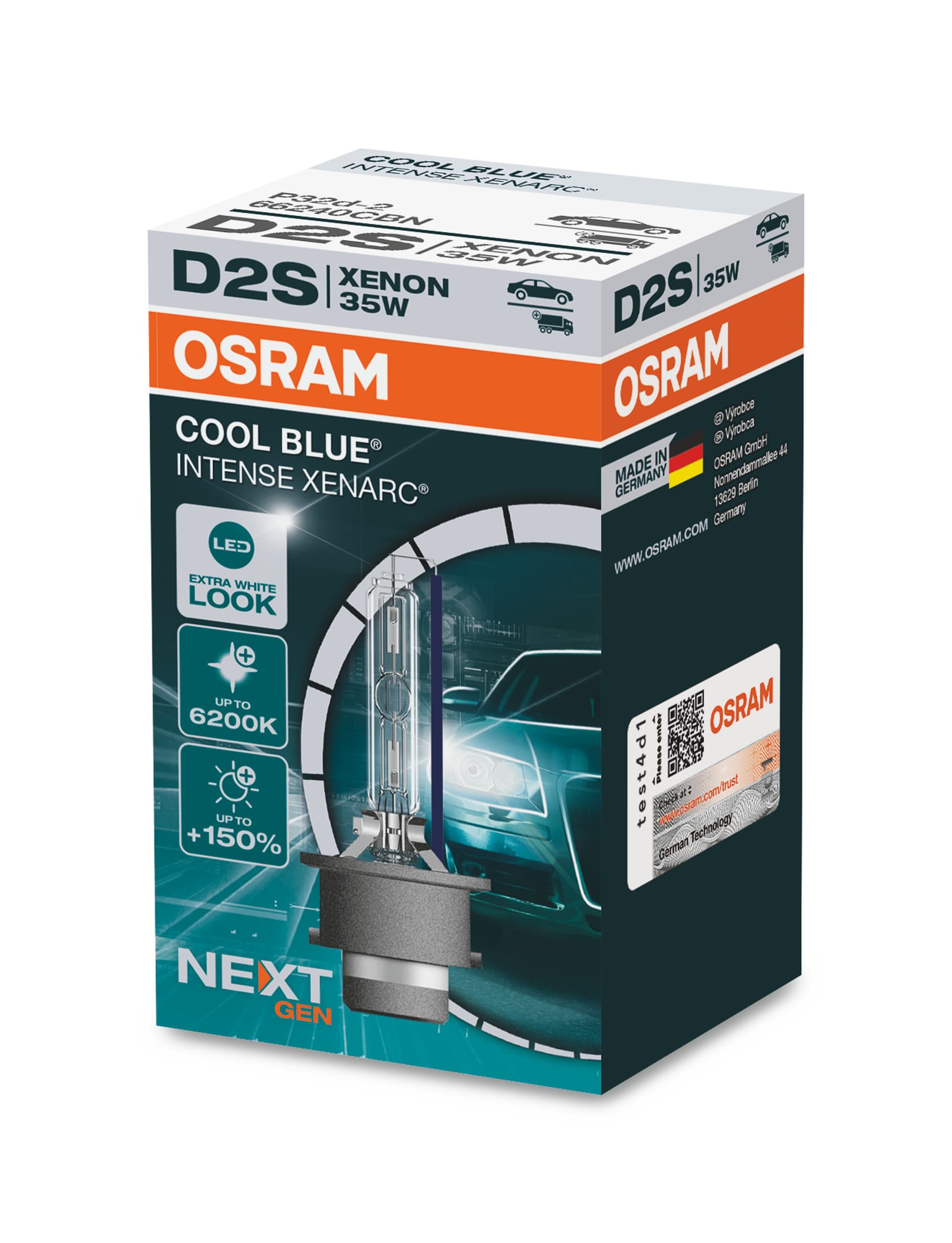 D2S 12V+24V 35W P32d-2 XENARC COOL BLUE INTENSE NextGen. 6200K +150% 1 St. OSRAM