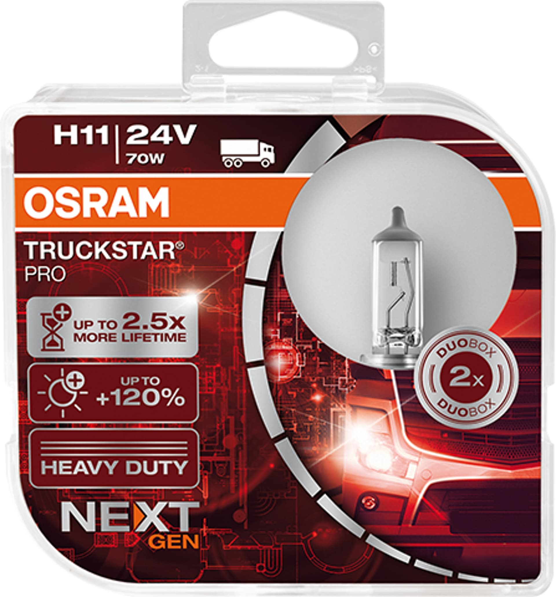 H11 24V 70W PGJ19-2 TRUCKSTAR® PRO NEXT GEN bis +120% mehr Licht 2 St. OSRAM