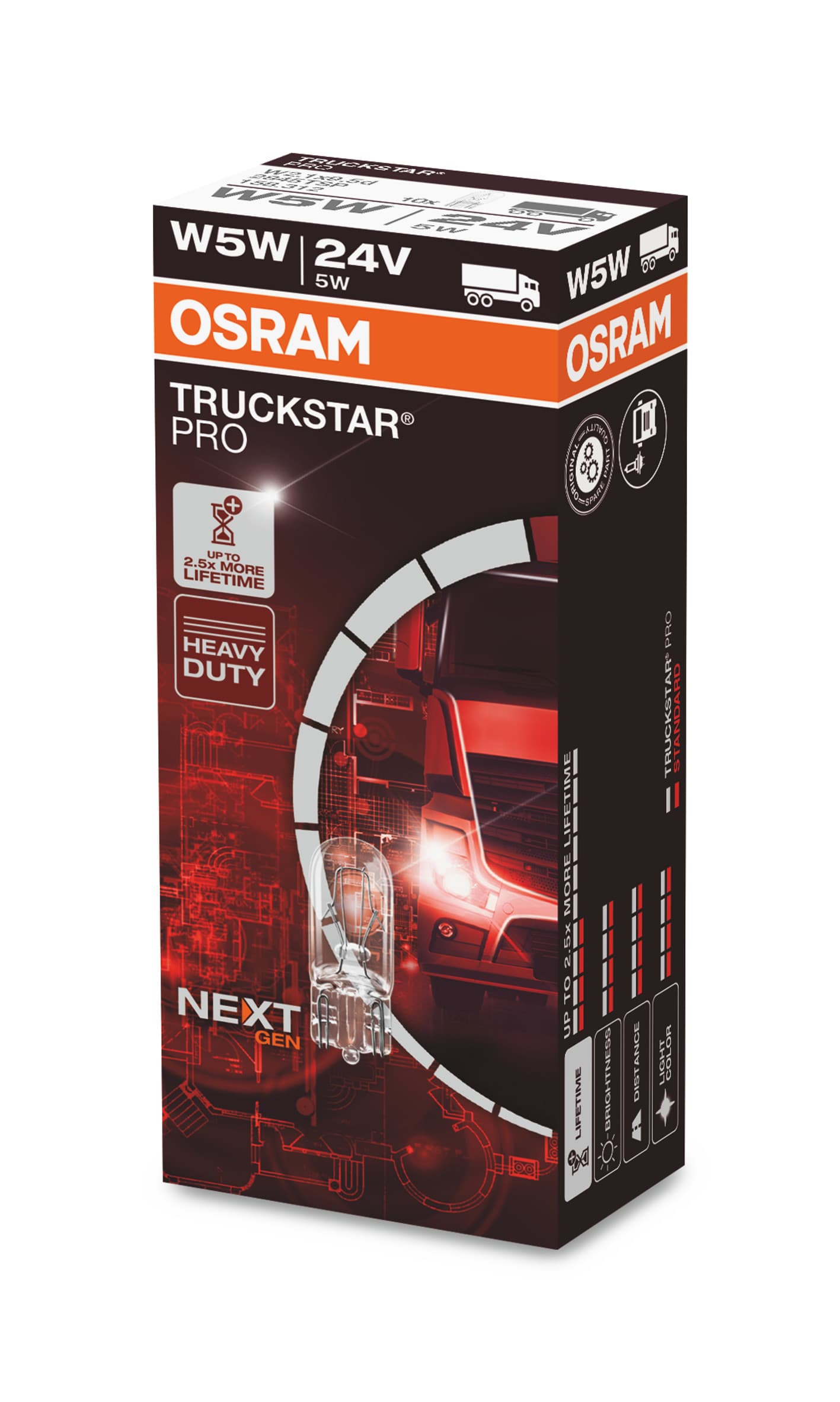 W5W 24V 5W W2.1x9.5d TRUCKSTAR® PRO NEXT GEN bis 2,5x längere Lebensdauer 1 St. OSRAM
