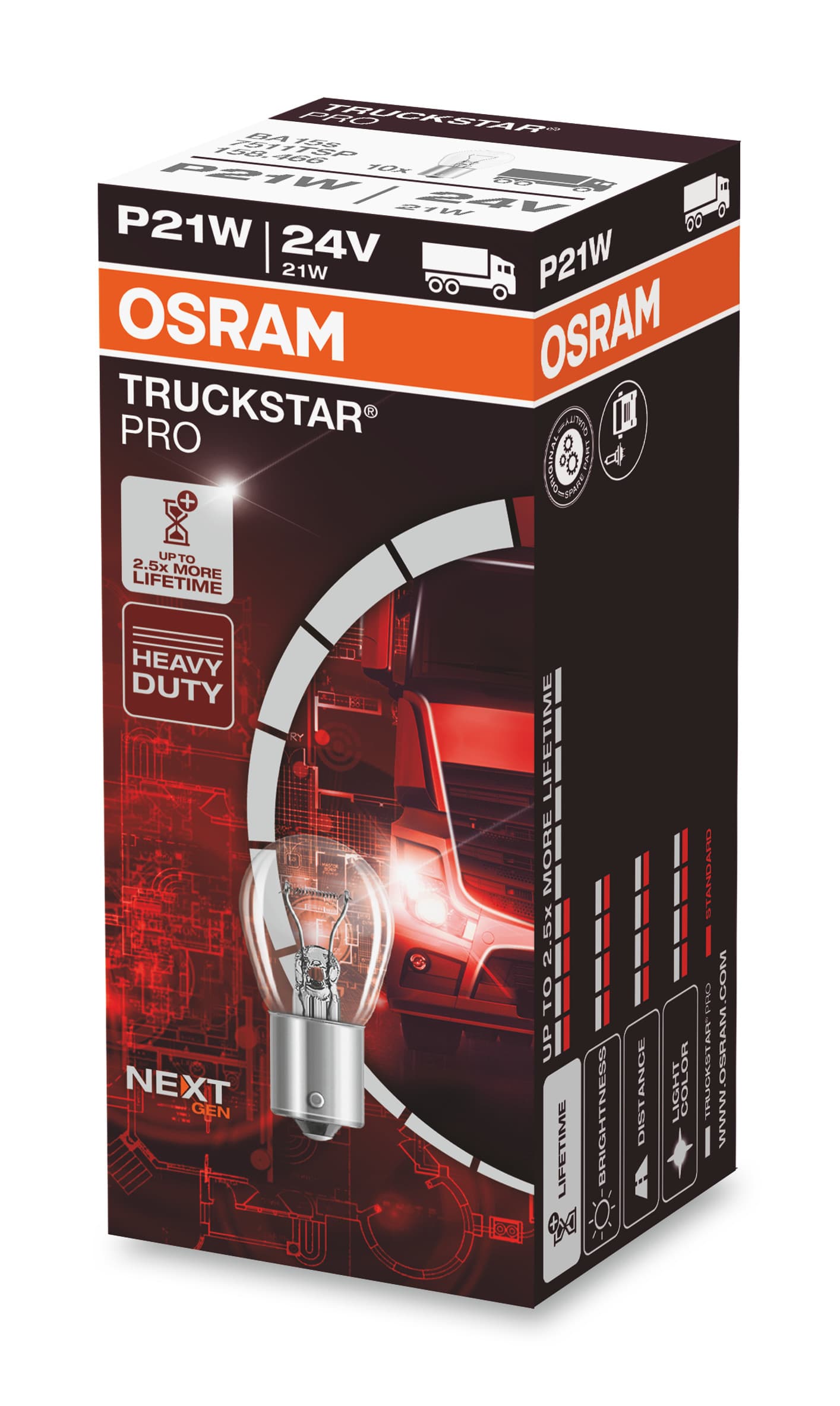 P21W 24V 21W BA15s TRUCKSTAR® PRO NEXT GEN bis 2,5x längere Lebensdauer 1 St. OSRAM