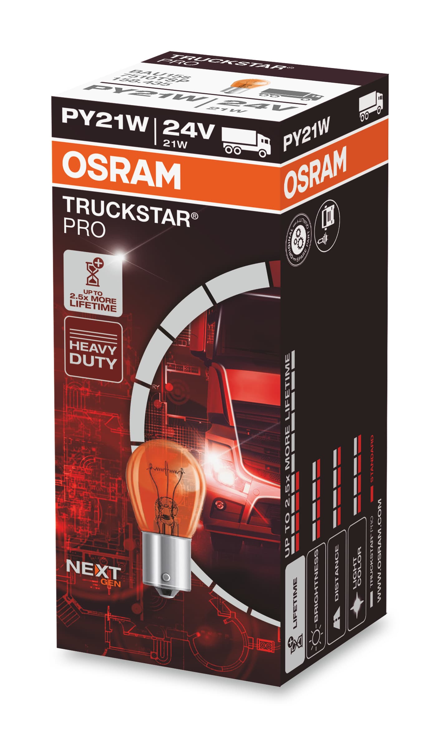 PY21W 24V 21W BAU15s TRUCKSTAR® PRO NEXT GEN bis 2,5x längere Lebensdauer 1 St. OSRAM