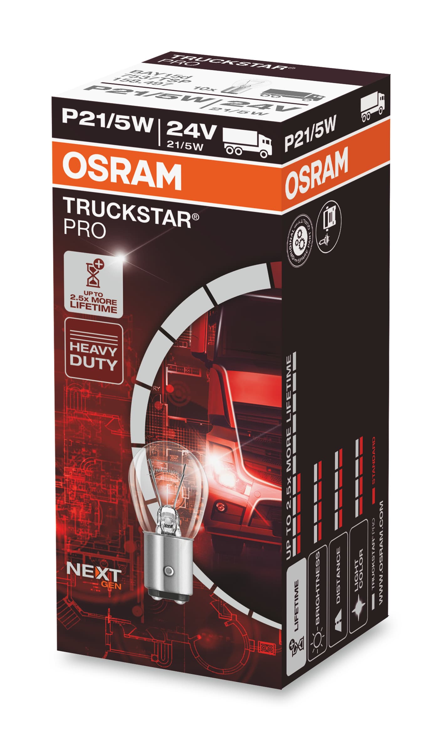 P21/5W 24V 21/5W BAY15d TRUCKSTAR® PRO NEXT GEN bis 2,5x längere Lebensdauer 1 St. OSRAM