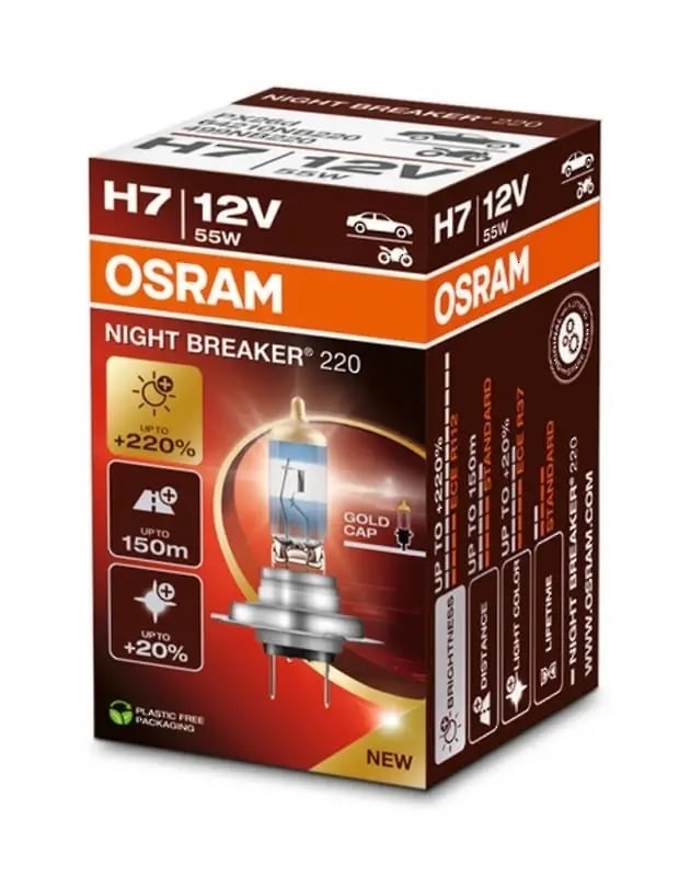 H7 Halogen-Scheinwerferlampe 12V 55W PX26d NIGHT BREAKER® 220 +220% 1 St. OSRAM