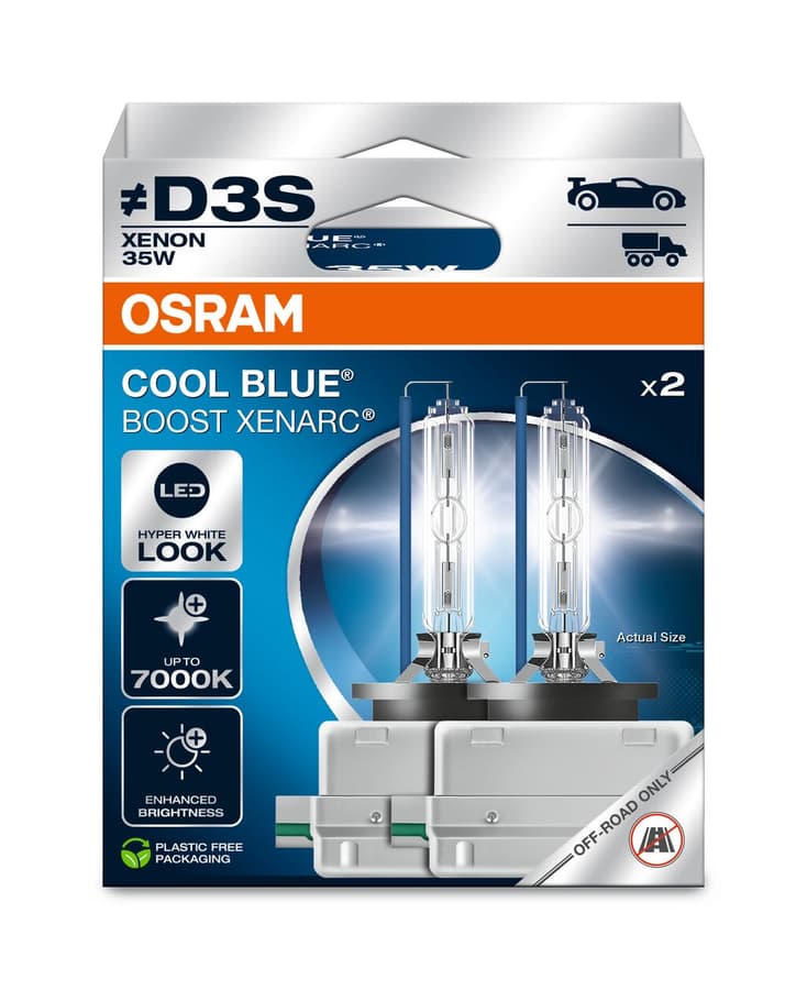 D3S Xenon-Scheinwerferlampe Offroad – D3S 12V+24V 35W PK32d-5 COOL BLUE BOOST 7000K 2 St. OSRAM