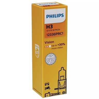 H3 Halogen-Scheinwerferlampe 12V 55W PK22s Vision (Premium) +30% 1 St. Philips