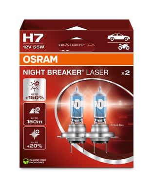 H7 12V 55W PX26d NIGHT BREAKER® LASER +150% mehr Helligkeit 2 St. OSRAM