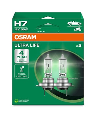 H7 Motorrad-Scheinwerferlampe 12V 55W PX26d ULTRA LIFE 4 Jahre Garantie 2 St. OSRAM