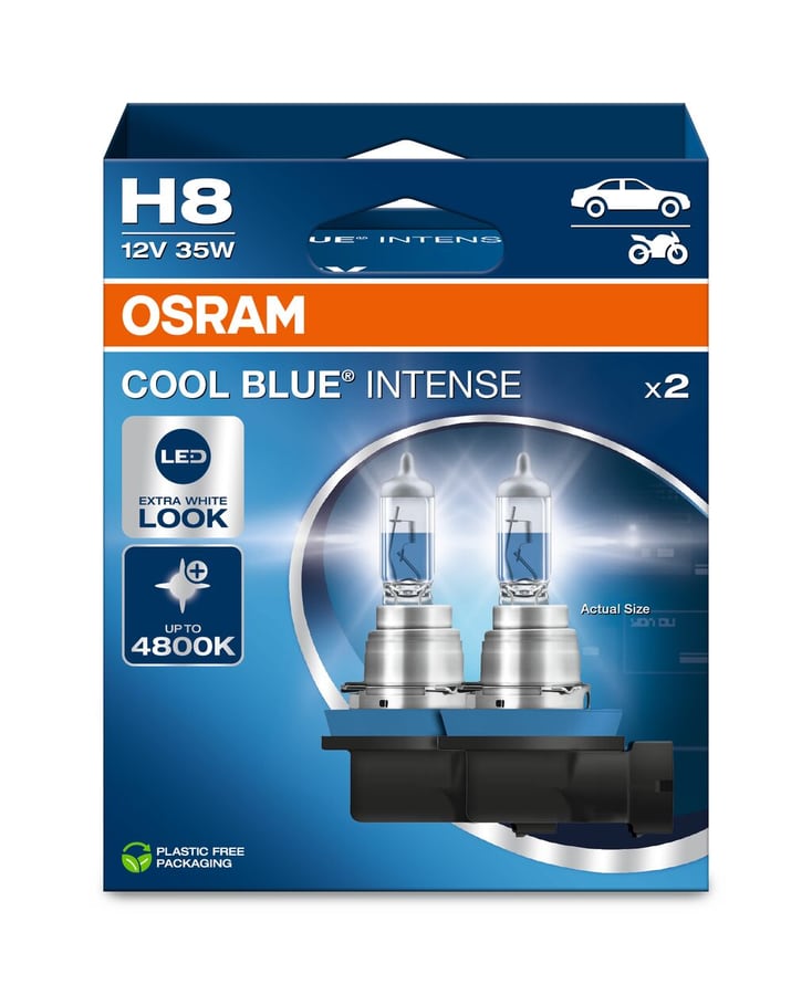 H8 Halogen-Scheinwerferlampe 12V 35W PGJ19-1 Cool Blue INTENSE NextGen. 4800K +100% 2 St. OSRAM