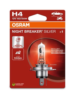 H4 12V 60/55W P43t NIGHT BREAKER® SILVER +100% 1 St. OSRAM