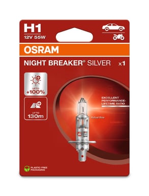 H1 Halogen-Scheinwerferlampe 12V 55W P14.5s NIGHT BREAKER® SILVER +100% 1 St. OSRAM