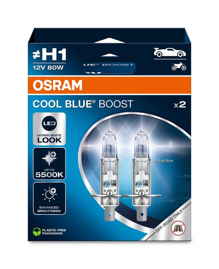 H1 Halogen-Scheinwerferlampe Offroad – H1 12V 80W P14.5s COOL BLUE BOOST 5500K 2 St. - OSRAM