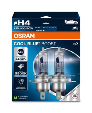 H4 Halogen-Scheinwerferlampe Offroad – H4 12V 100/90W P43t COOL BLUE BOOST 5500K 2 St. - OSRAM (
