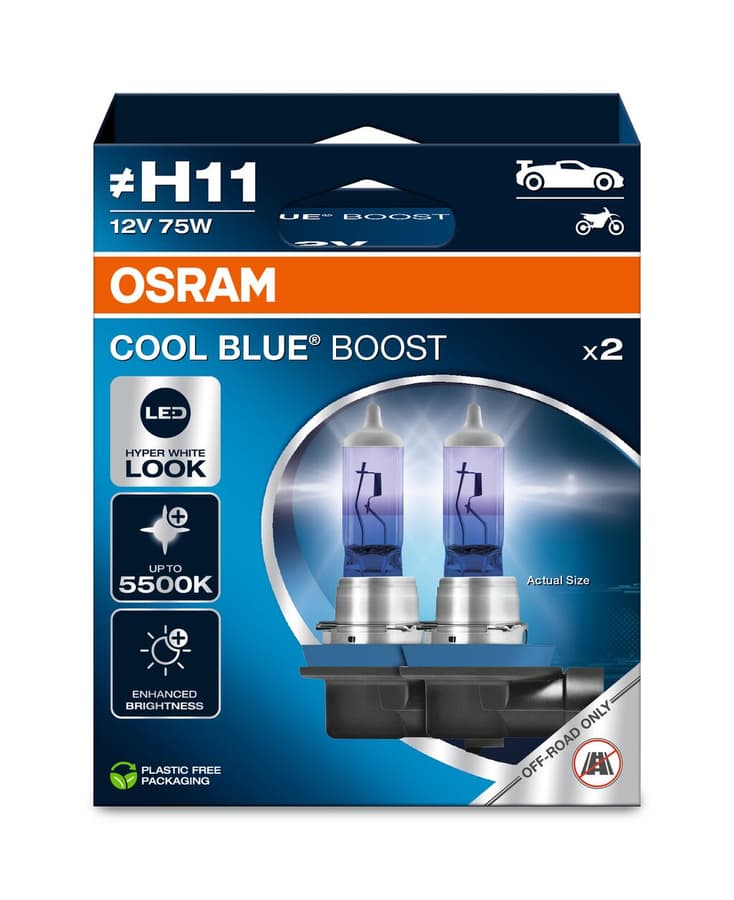 H11 Halogen-Scheinwerferlampe Offroad – H11 12V 75W PGJ19-2 COOL BLUE BOOST 5500K 2 St. - OSRAM