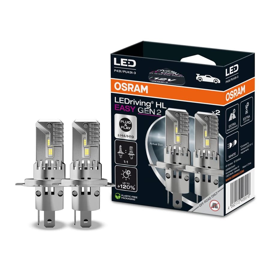 H4/H19 LED-Nachrüstlampe Offroad – LEDriving® HL EASY H4/H19 12V 18.7W/19W P43t/PU43t-3 6500K White Gen2 2 St. OSRAM