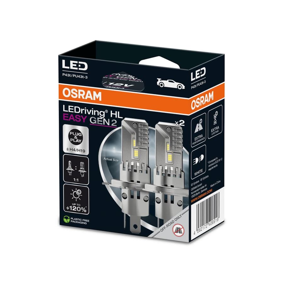 H4/H19 LED-Nachrüstlampe Offroad – LEDriving® HL EASY H4/H19 12V 18.7W/19W P43t/PU43t-3 6500K White Gen2 2 St. OSRAM