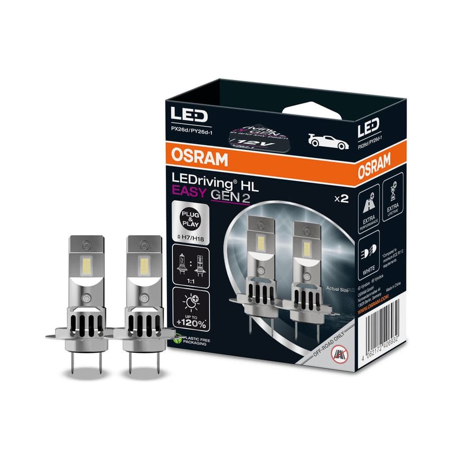 H7/H18 LED-Nachrüstlampe Offroad – LEDriving® HL EASY H7/H18 12V 16.2W PX26d/PY26d-1 6500K White Gen2 2 St. OSRAM