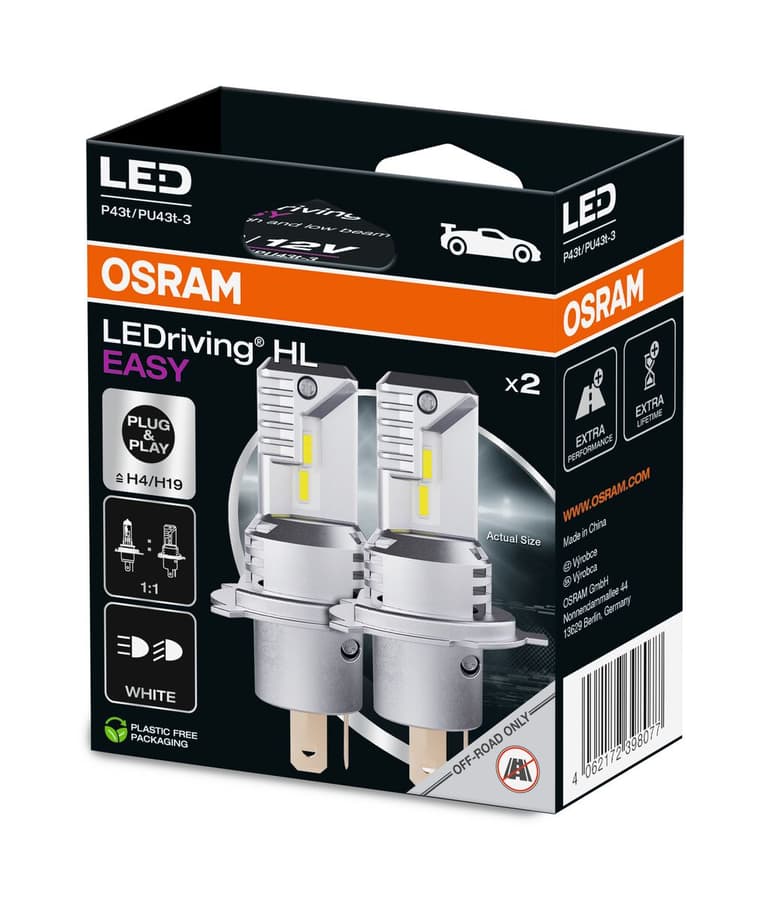 H4/H19 LED-Nachrüstlampe Offroad – LEDriving® HL EASY H4/H19 12V 18.7W/19W P43t/PU43t-3 6500K White 2 St. OSRAM