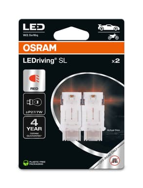 P27/7W LED-Signallampe Offroad – P27/7W LEDriving SL Red 12V Blister 2 St. OSRAM
