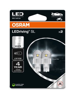 W16W LED-Signallampe Offroad – W16W 12V 2W (16W) W2.1x9.5d LedRiving Cool White 6000K 2 St. Blister OSRAM