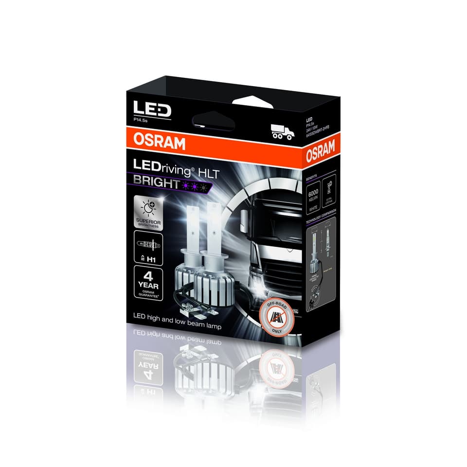 H1 LED-Nachrüstlampe Offroad – LEDriving HLT BRIGHT H1 24V 12W P14.5s 6000K White 2 St. OSRAM