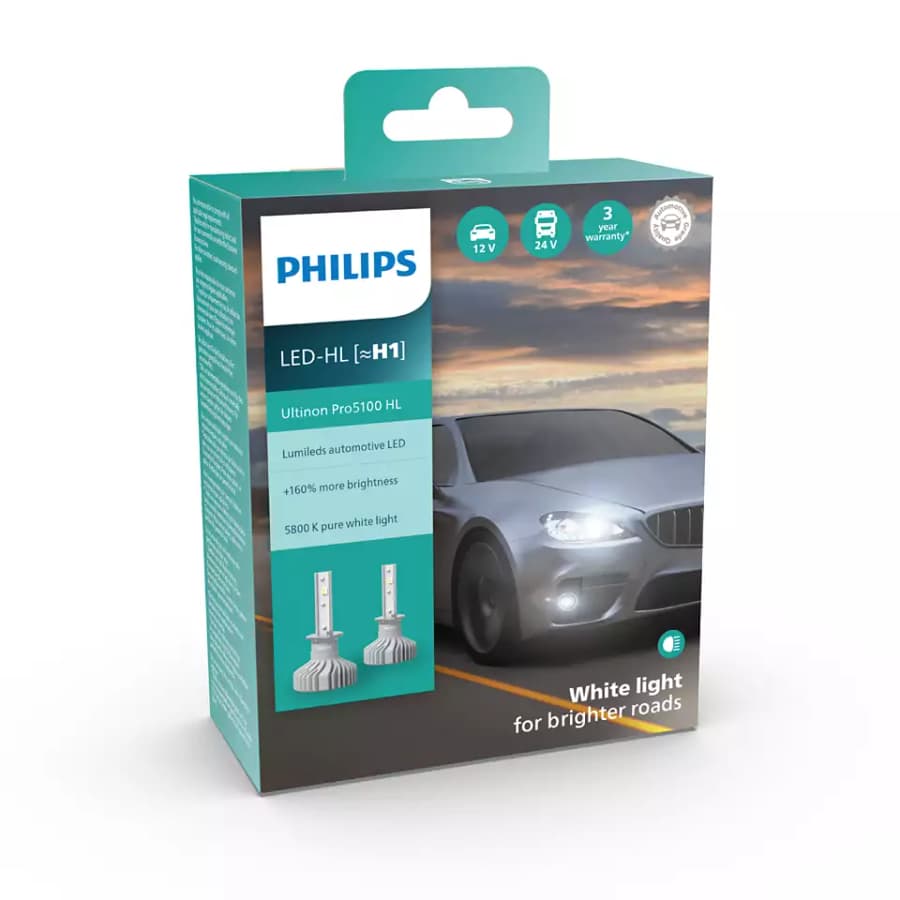H1 LED-Nachrüstlampe Offroad – H1 12V/24V P14,5s Ultinon Pro5100 HL LED 5800K 2 St. PHILIPS