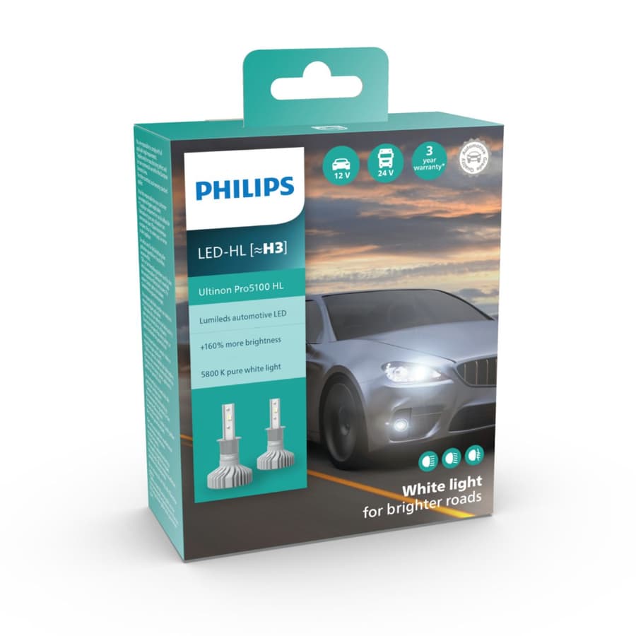 H3 LED-Nachrüstlampe Offroad – H3 12V/24V PK22s Ultinon Pro5100 HL LED 5800K 2 St. PHILIPS