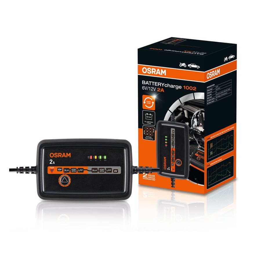 OSRAM BATTERYcharge 1002 Intelligentes Batterieladegerät 2 A, 6/12 V – OEBCS1002