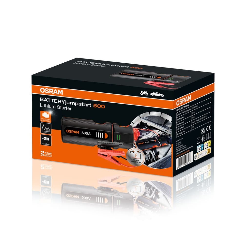 OSRAM BATTERYjumpstart 500 12-V-Starthilfegerät, 500 A – OJS010
