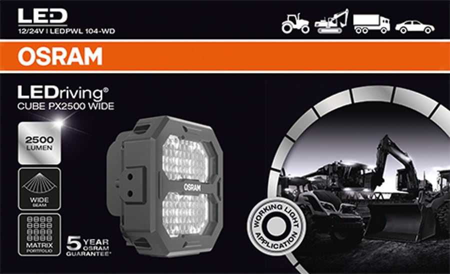 OSRAM LEDriving Cube PX2500 Wide LED-Arbeitsscheinwerfer 12/24 V 27 W – LEDPWL 104, 1 St.