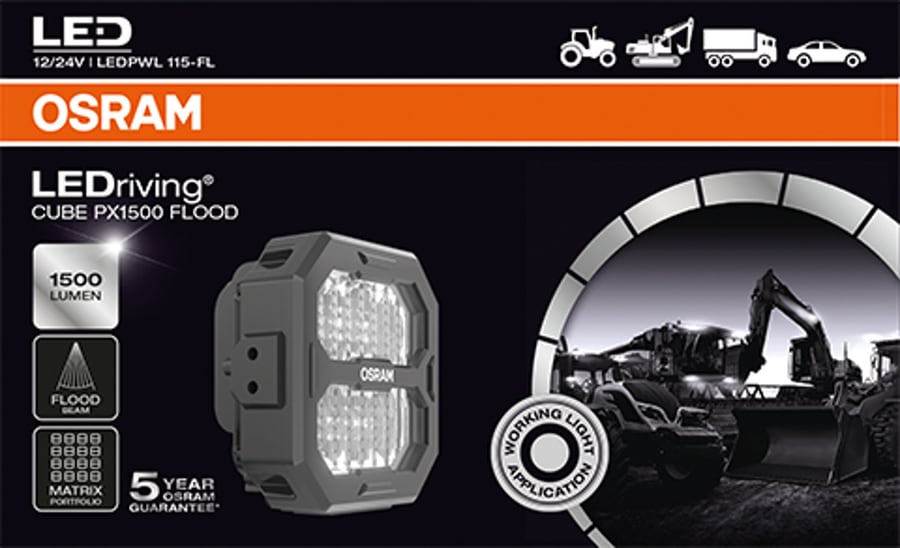 OSRAM LEDriving Cube PX1500 Flood LED-Arbeitsscheinwerfer 12/24 V 15 W – LEDPWL 115, 1 St.