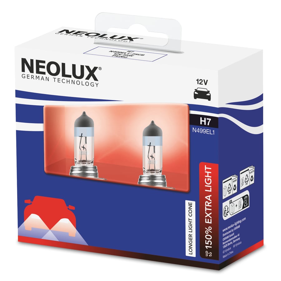 H7 Halogen-Scheinwerferlampe 12V 55W PX26d Extra Light +150% 2 St. NEOLUX