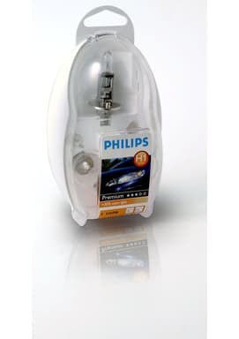H1 Ersatzlampen-Set 12V 55W P14,5s Premium +30% Lampen Box 1 St. Philips