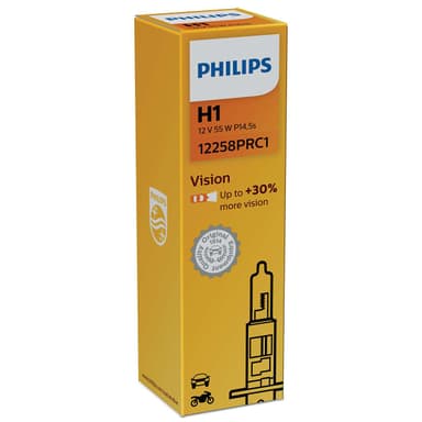 H1 Halogen-Scheinwerferlampe 12V 55W P14,5s (Premium) Vision +30% 1 St. Philips