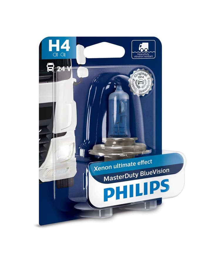 H4 LKW-Scheinwerferlampe 24V 75/70W P43T 24V Halogen MasterDuty BlueVision 1 St. Philips