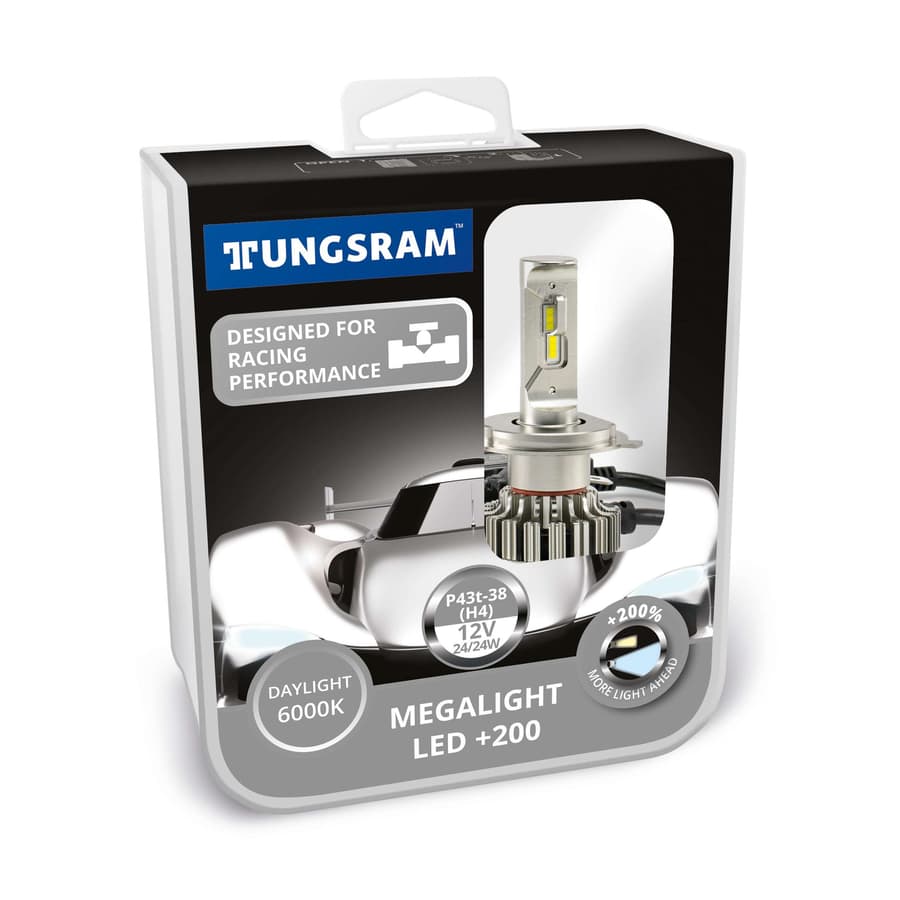 H4 LED-Nachrüstlampe Offroad – H4 -LED (P43t) 6000K 24/24W Megalight LED +200 2 St. Tungsram