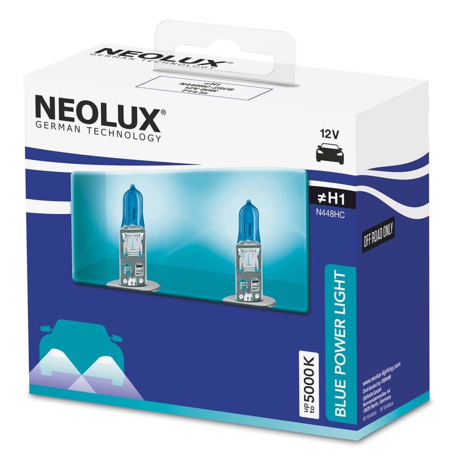 H1 Halogen-Scheinwerferlampe Offroad – H1 12V 80W P14.5S Blue Power Light N448HC 2 St. NEOLUX
