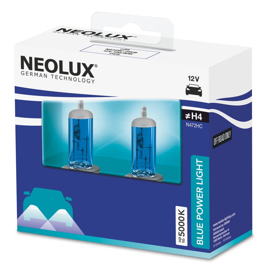 H4 Halogen-Scheinwerferlampe Offroad – H4 12V 100/90W P43T Blue Power Light N472HC 2 St. NEOLUX