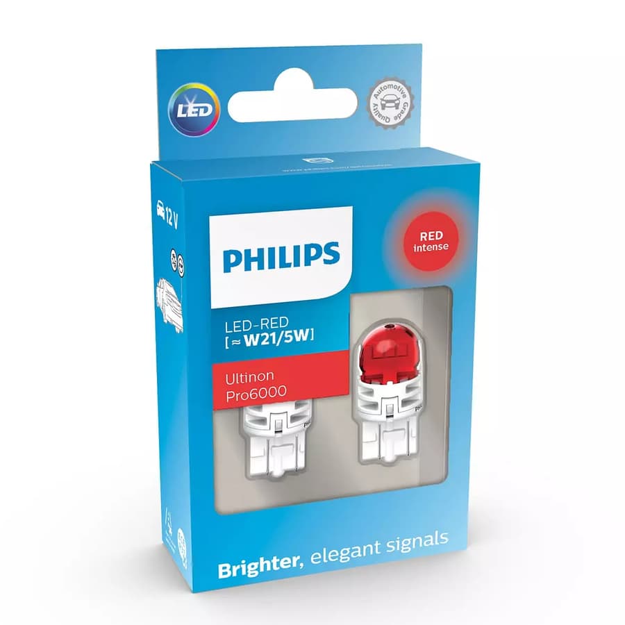 W21/5W LED-Nachrüstlampe Offroad – LED W21/5W 12V 2.5/0.5W Ultinon Pro6000 Red Intense SI 2 St. Philips
