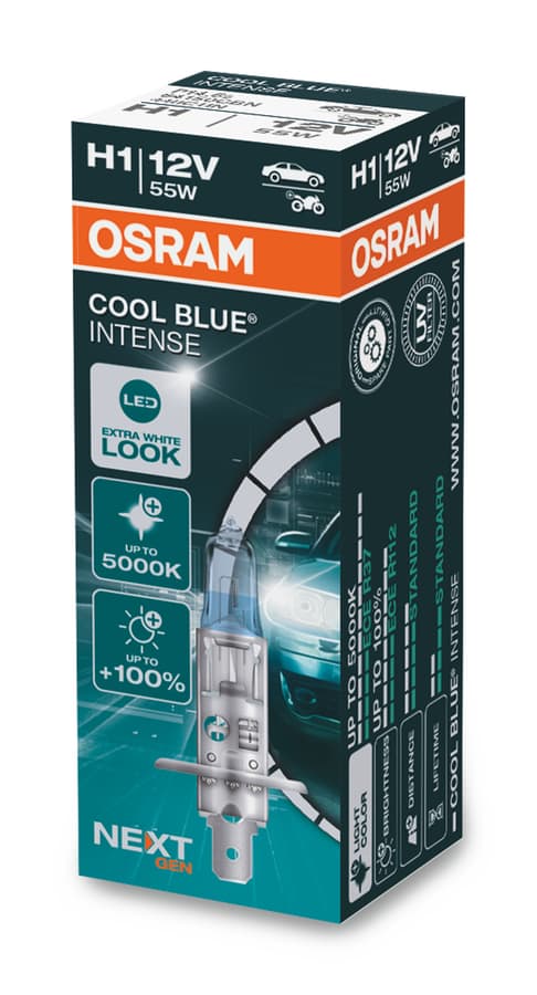 H1 Halogen-Scheinwerferlampe 12V 55W P14.5s Cool Blue INTENSE NextGen. 5000K +100% 1 St. OSRAM