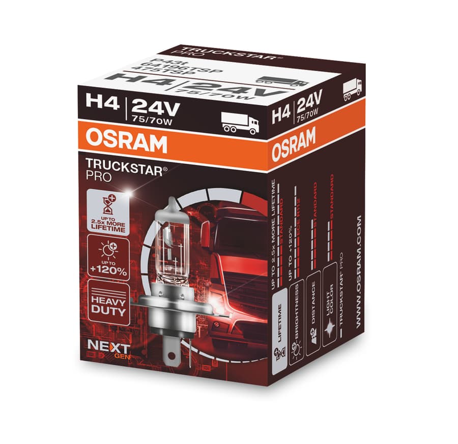 H4 LKW-Scheinwerferlampe 24V 75/70W P43t TRUCKSTAR® PRO NEXT GEN bis +120% mehr Licht 1 St. OSRAM