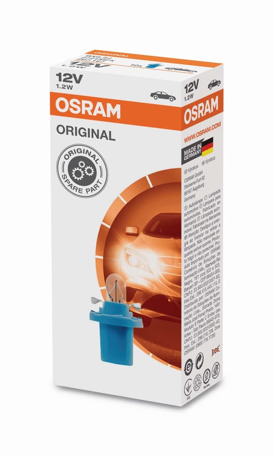 Kfz-Signallampe 1,2W Kunststoffsockel Faltschachtel 12V Original OSRAM