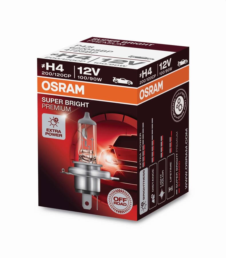 H4 Halogen-Scheinwerferlampe 12V 100/90W - SUPER BRIGHT PREMIUM OFF ROAD OSRAM